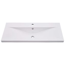 Berkfield Home Built-in Basin 91x39.5x18.5 cm Ceramic White - thumbnail 3