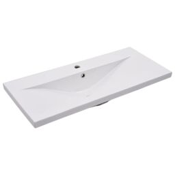 Berkfield Home Built-in Basin 91x39.5x18.5 cm Ceramic White - thumbnail 2