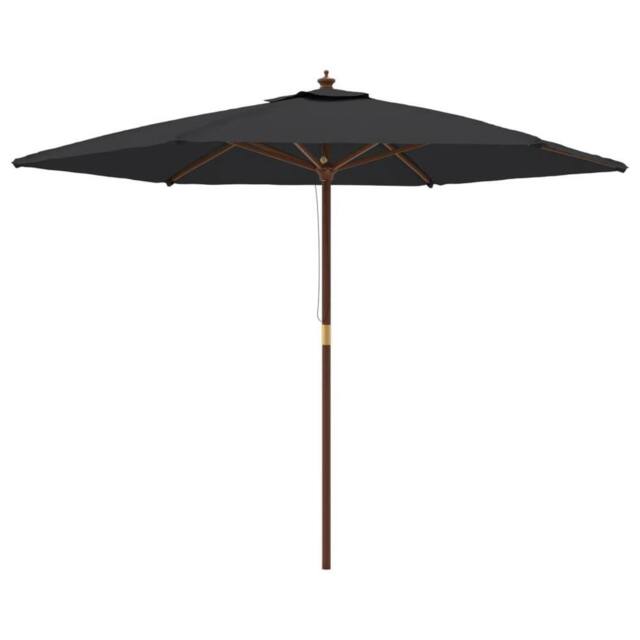 Berkfield Home Garden Parasol with Wooden Pole Black 299x240 cm - image 1