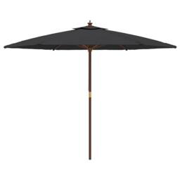 Berkfield Home Garden Parasol with Wooden Pole Black 299x240 cm - thumbnail 4