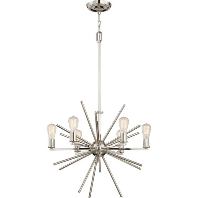 Loops 6 Bulb Chandelier Hanging Pendant LIght Imperial Silver LED E27 60W Bulb in Metallics