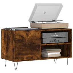 Berkfield Home Record Cabinet Smoked Oak 85x38x48 cm Engineered Wood in Brown - Size: 85 x 38 x 48 cm - thumbnail 3