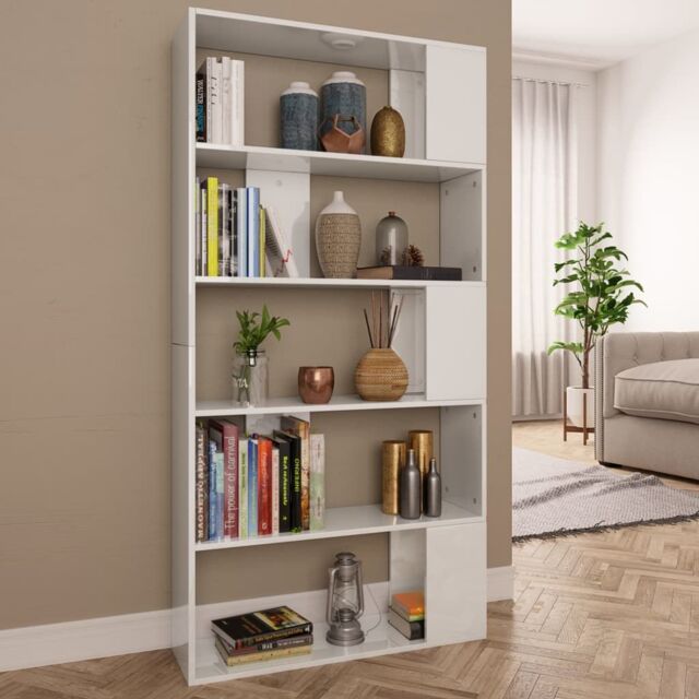 Berkfield Home Book Cabinet/Room Divider High Gloss White 80x24x159 cm Engineered Wood - Size: 80 x 24 x 159 cm - image 1