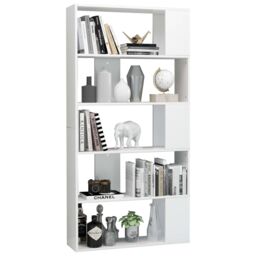 Berkfield Home Book Cabinet/Room Divider High Gloss White 80x24x159 cm Engineered Wood - Size: 80 x 24 x 159 cm - thumbnail 3