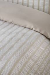 Catherine Lansfield 'So Soft Seersucker Stripe' Duvet Cover Set in Natural - Size: Single - thumbnail 3