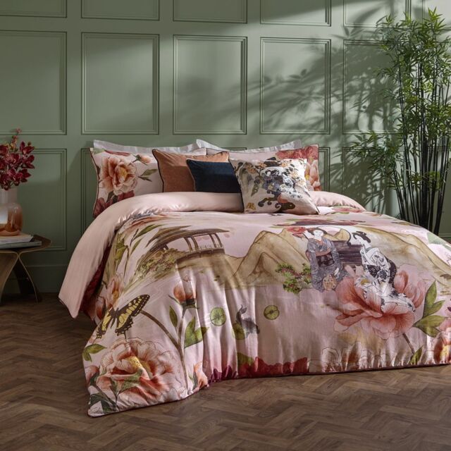 Paoletti Geisha 100% Cotton Duvet Cover Set in Pink - Size: Super King - image 1
