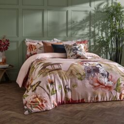 Paoletti Geisha 100% Cotton Duvet Cover Set in Pink - Size: Super King