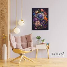 "Artery8 Flower Bouquet Floral Canvas Wall Art Print - Size: W18"" x H24""" - thumbnail 3