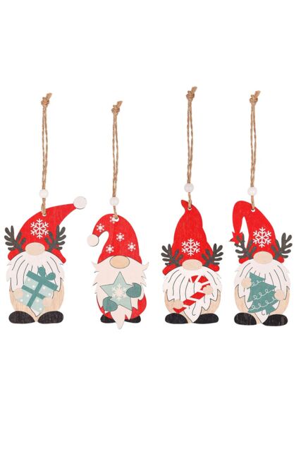 Neel Blue Colourful Wooden Gnome Pendants - Pack of 4 - image 1