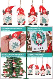 Neel Blue Colourful Wooden Gnome Pendants - Pack of 4 - thumbnail 3