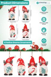 Neel Blue Colourful Wooden Gnome Pendants - Pack of 4 - thumbnail 2
