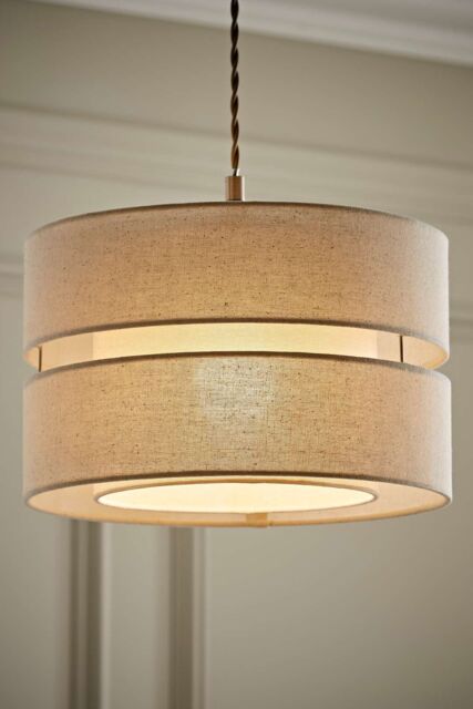 ValueLights Sophia Linen Tier 30cm Drum Easy Fit Ceiling Pendant Light Lamp Shade in Natural - image 1