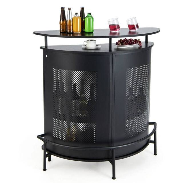 Hinsinc Industrial 4-Tier Curved Counter Home Bar Table in Black - image 1