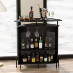 Hinsinc Industrial 4-Tier Curved Counter Home Bar Table in Black - thumbnail 4