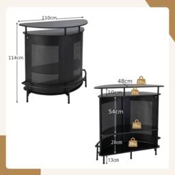 Hinsinc Industrial 4-Tier Curved Counter Home Bar Table in Black - thumbnail 2