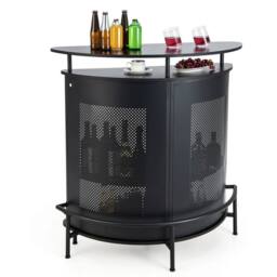 Hinsinc Industrial 4-Tier Curved Counter Home Bar Table in Black - thumbnail 1