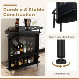 Hinsinc Industrial 4-Tier Curved Counter Home Bar Table in Black - thumbnail 6