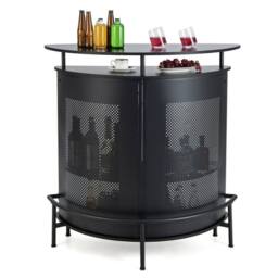 Hinsinc Industrial 4-Tier Curved Counter Home Bar Table in Black - thumbnail 5