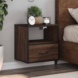 Berkfield Home Wall-mounted Bedside Cabinets 2 pcs Brown Oak 40x31x39.5 cm - thumbnail 2