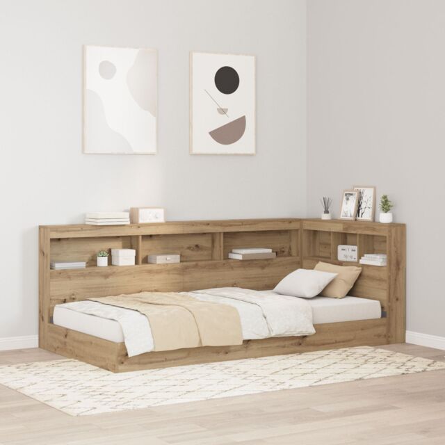 Berkfield Home Storage Headboard with Shelf Artisan oak 90 cm Engineered wood in Brown - image 1
