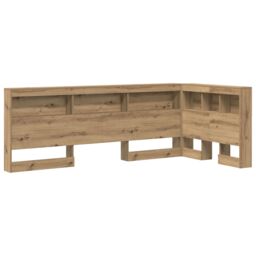 Berkfield Home Storage Headboard with Shelf Artisan oak 90 cm Engineered wood in Brown - thumbnail 2