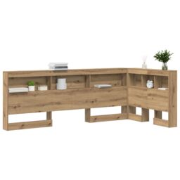 Berkfield Home Storage Headboard with Shelf Artisan oak 90 cm Engineered wood in Brown - thumbnail 3