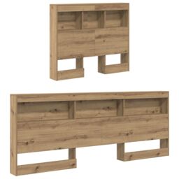Berkfield Home Storage Headboard with Shelf Artisan oak 90 cm Engineered wood in Brown - thumbnail 4