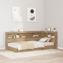 Berkfield Home Storage Headboard with Shelf Artisan oak 90 cm Engineered wood in Brown - thumbnail 1