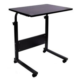 Nordara Height Adjustable Mobile Overbed Desk Laptop Stand Shelf in Black - thumbnail 3