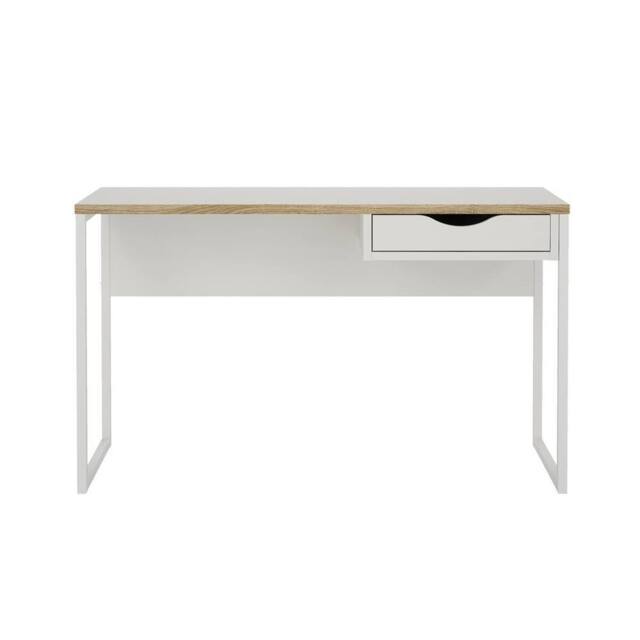 CALICOSY Desk With 1 Drawer & Metal Legs, 130 Cm Wide - FUNCTION in White - image 1