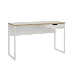 CALICOSY Desk With 1 Drawer & Metal Legs, 130 Cm Wide - FUNCTION in White - thumbnail 3