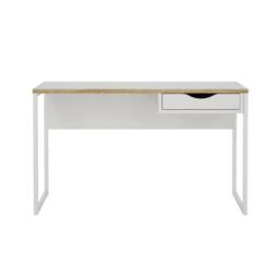 CALICOSY Desk With 1 Drawer & Metal Legs, 130 Cm Wide - FUNCTION in White