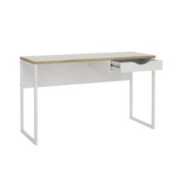 CALICOSY Desk With 1 Drawer & Metal Legs, 130 Cm Wide - FUNCTION in White - thumbnail 4