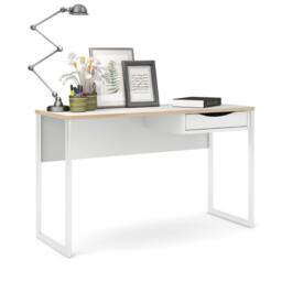 CALICOSY Desk With 1 Drawer & Metal Legs, 130 Cm Wide - FUNCTION in White - thumbnail 9