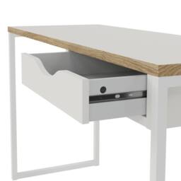 CALICOSY Desk With 1 Drawer & Metal Legs, 130 Cm Wide - FUNCTION in White - thumbnail 6