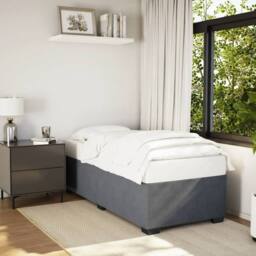 Berkfield Home Bed Frame without Mattress Dark Grey 90x190 cm Single Velvet - thumbnail 2