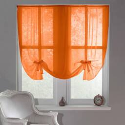 Luxury Living Sheer Voile Tie Up Curtain Blinds - Adjustable Light Filtering in Orange - Size: 228 cm width x 137 cm drop - thumbnail 1