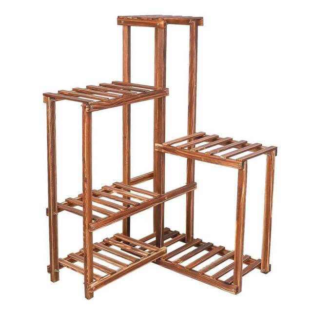 KORVIXA 6 Tiers Wood Rack Combination Plant Shelf in Brown - Size: Large - image 1