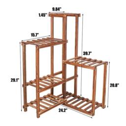 KORVIXA 6 Tiers Wood Rack Combination Plant Shelf in Brown - Size: Large - thumbnail 2