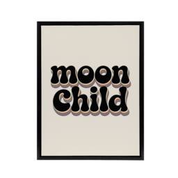 "Artery8 Moon Child Retro Rainbow Font Typography Black Framed Canvas Art Print in Beige - Size: W12"" x H16""" - thumbnail 1