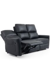 More4Homes Madrid 1+3 Seater Manual Air Leather Recliner Sofa Set in Black - thumbnail 3