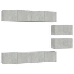 Berkfield Home 6 Piece TV Cabinet Set Concrete Grey Engineered Wood - thumbnail 2