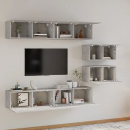 Berkfield Home 6 Piece TV Cabinet Set Concrete Grey Engineered Wood - thumbnail 3