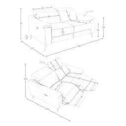 Angel Cerda 2-Seater Relax Sofa Taupe Grey Cowhide Leather - Size: 2L - thumbnail 8