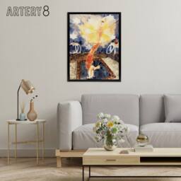 "Artery8 Two Acrobats in Red Tights Charles Demuth Framed Canvas Wall Art Print - Size: W18"" x H24""" - thumbnail 3