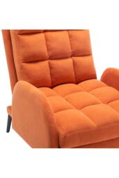 Living and Home 2 Pcs Sofa Set Modern Leisure Armchair with Footstool in Orange - thumbnail 5