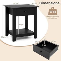 Kelvenix Wooden Sofa Side Table Compact End Table in Black - Size: 0.6m2 - thumbnail 2