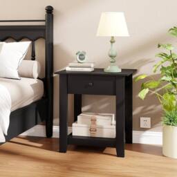 Kelvenix Wooden Sofa Side Table Compact End Table in Black - Size: 0.6m2 - thumbnail 1