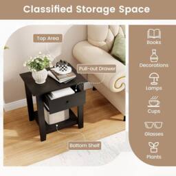 Kelvenix Wooden Sofa Side Table Compact End Table in Black - Size: 0.6m2 - thumbnail 5