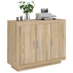 Berkfield Home Sideboard Sonoma Oak 92x35x75 cm Engineered Wood in Brown - Size: 92 x 35 x 75 cm - thumbnail 4